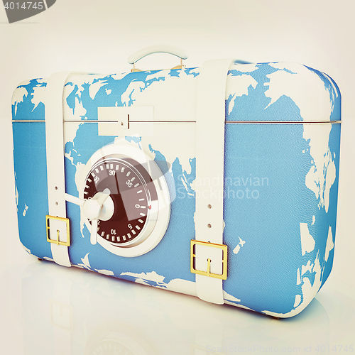 Image of suitcase-safe for travel . 3D illustration. Vintage style.