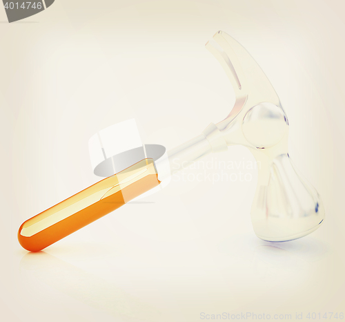 Image of Hammer on white background . 3D illustration. Vintage style.