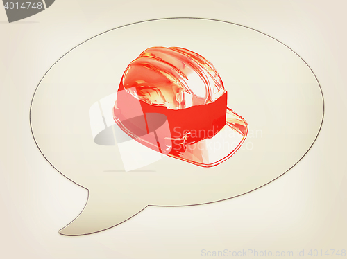 Image of messenger window icon. Hard hat. 3D illustration. Vintage style.