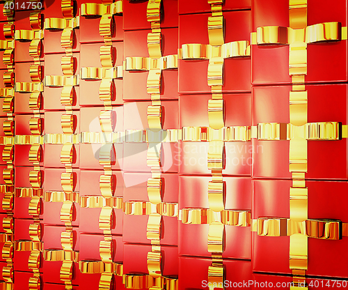 Image of Holiday gifts background . 3D illustration. Vintage style.