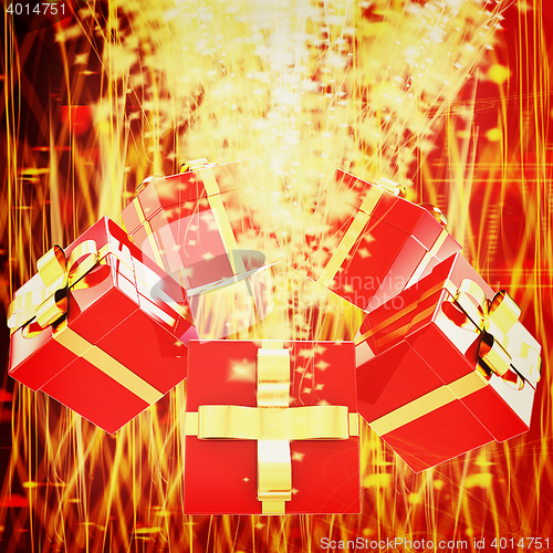 Image of Holiday gifts background . 3D illustration. Vintage style.
