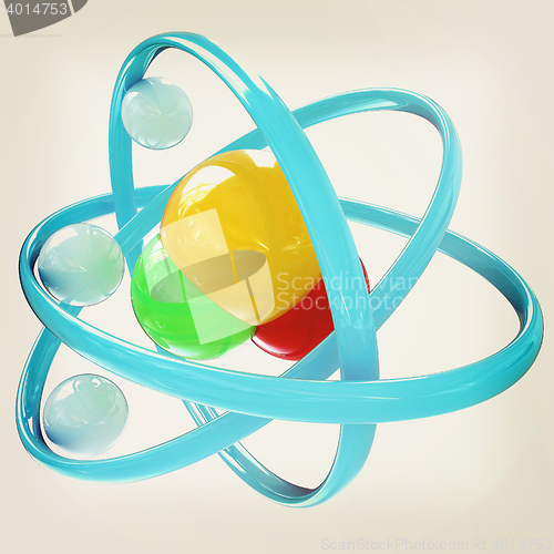 Image of 3d illustration of a water molecule. 3D illustration. Vintage st