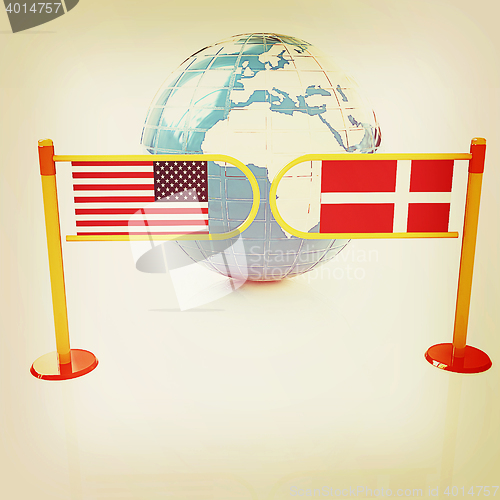 Image of Three-dimensional image of the turnstile and flags of Denmark an