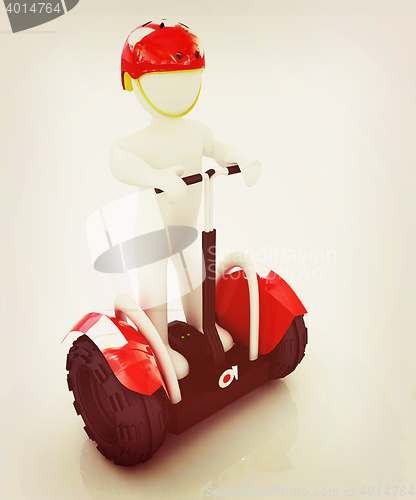 Image of 3d white person riding on a personal and ecological transport. 3