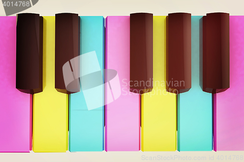 Image of Colorfull piano keys. 3D illustration. Vintage style.