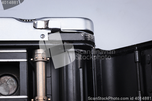 Image of Closeup of old retro film camera lens