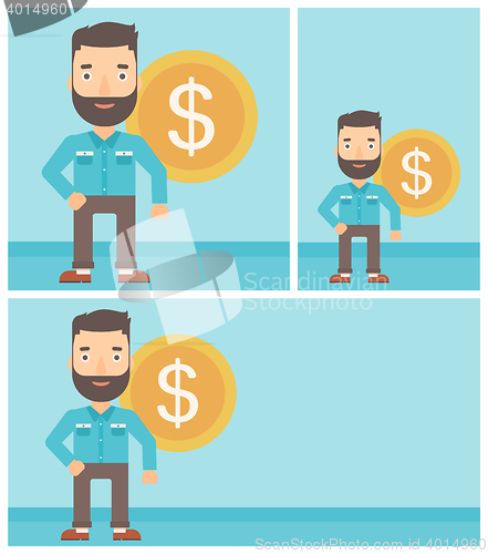 Image of Successful businessman with dollar coin.
