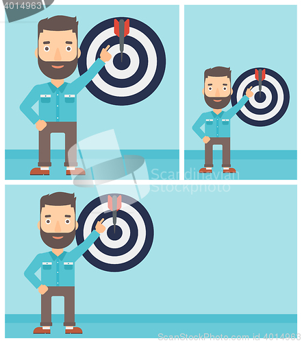 Image of Achievement of business goal vector illustration.