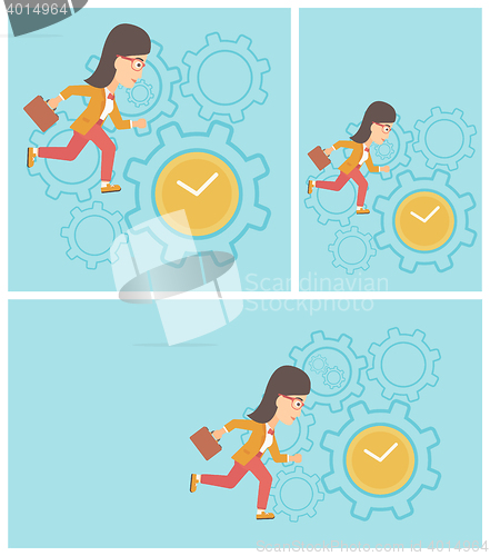 Image of Business woman running vector illustration.