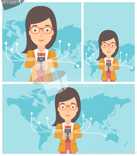 Image of Business woman using smartphone.