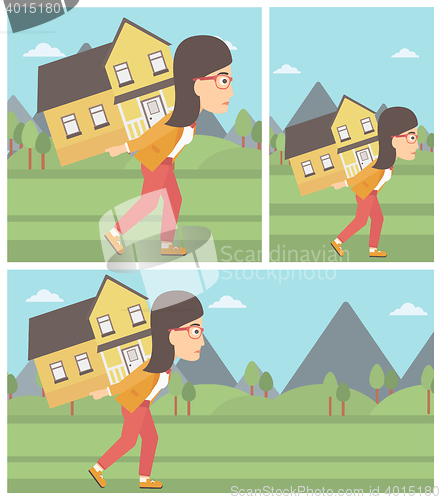 Image of Woman carrying house.