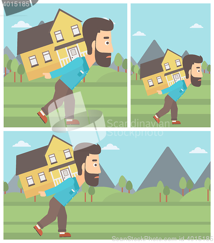 Image of Man carrying house.