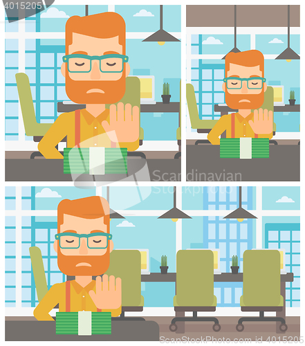 Image of Man refusing bribe vector illustration.