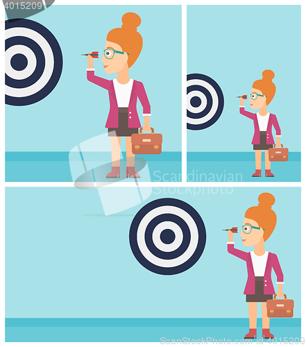 Image of Businesswoman and target board vector illustration