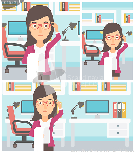 Image of Business woman with long bill vector illustration.