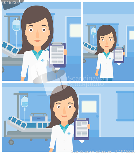 Image of Doctor with clipboard and MRI machine.