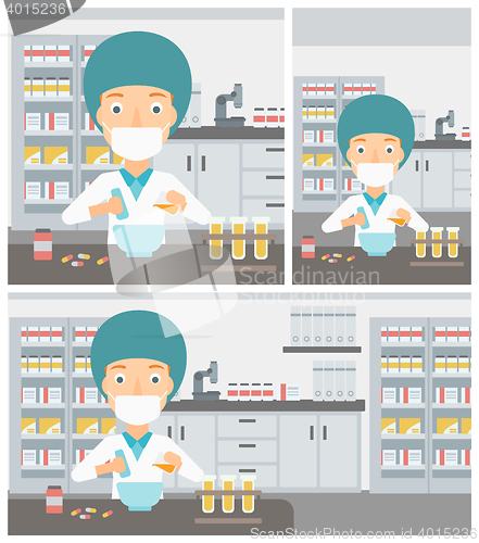 Image of Pharmacist preparing medication.