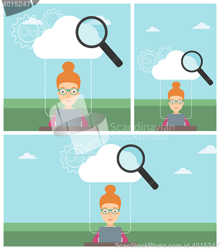 Image of Cloud computing technology vector illustration.