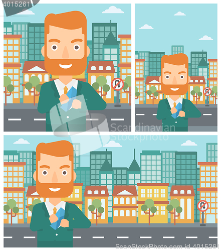 Image of Man putting envelope in pocket vector illustration