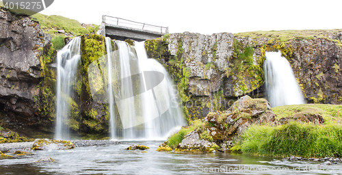 Image of Kirkjufellsfoss waterfall near the Kirkjufell mountain