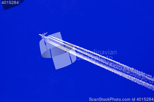 Image of Plane in blue sky - Bright blue sky