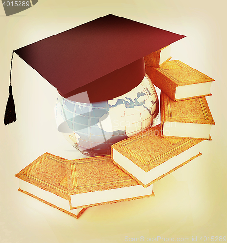 Image of Global Education. 3D illustration. Vintage style.