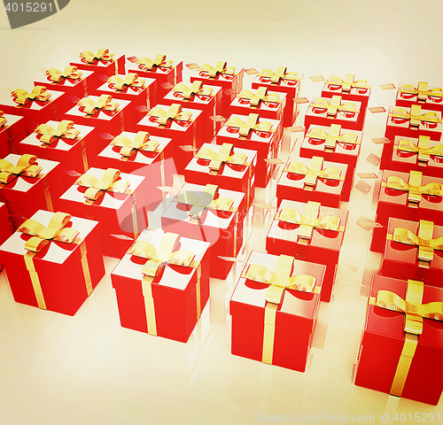 Image of Bright christmas gifts. 3D illustration. Vintage style.