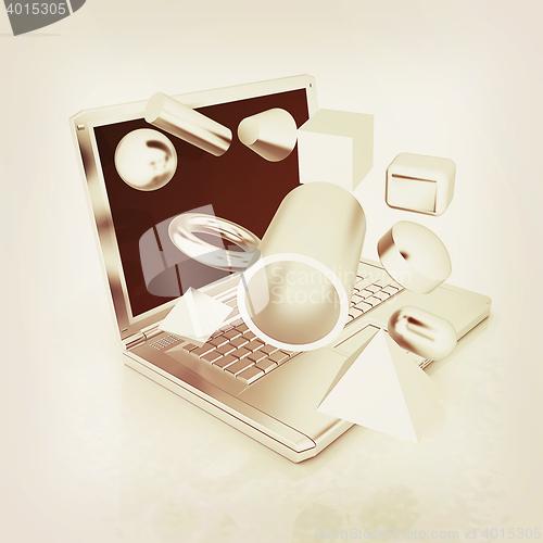 Image of Powerful laptop specially for 3d graphics and software . 3D illu