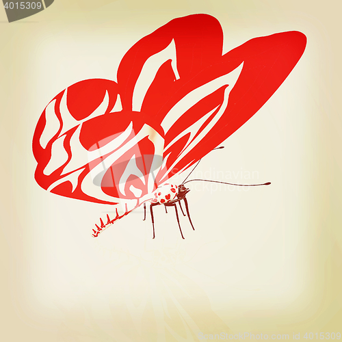 Image of Abstract butterfly design. 3D illustration. Vintage style.