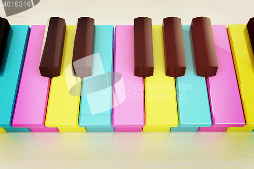 Image of Colorfull piano keys. 3D illustration. Vintage style.