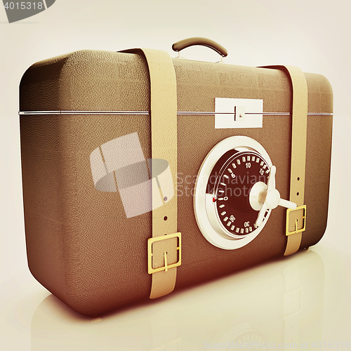 Image of Leather suitcase-safe.. 3D illustration. Vintage style.