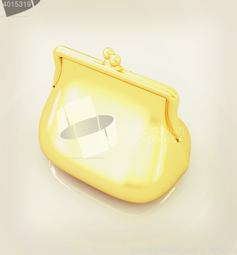 Image of Gold purse. 3D illustration. Vintage style.