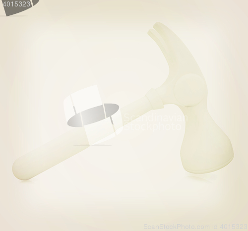 Image of Hammer on white background . 3D illustration. Vintage style.