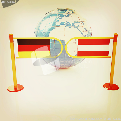 Image of Three-dimensional image of the turnstile and flags of Germany an