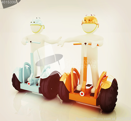 Image of 3d people in riding on a personal and ecological transport in he