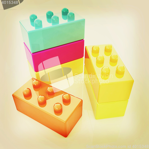 Image of Building blocks on white . 3D illustration. Vintage style.