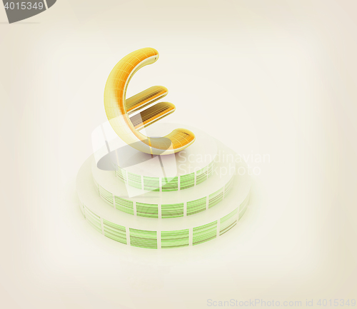 Image of icon euro sign on podium. 3D illustration. Vintage style.