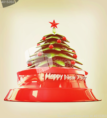 Image of Christmas tree. 3D illustration. Vintage style.