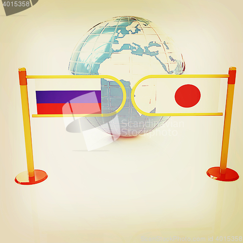 Image of Three-dimensional image of the turnstile and flags of Japanese a