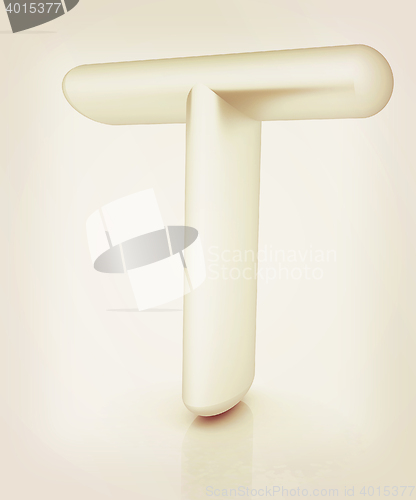 Image of 3D metall letter \"T\". 3D illustration. Vintage style.