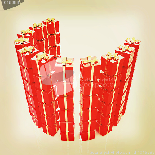 Image of Bright christmas gifts on a white background . 3D illustration. 