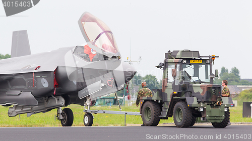 Image of LEEUWARDEN, NETHERLANDS - JUNE 11 2016: F35 Joint Strike Fighter