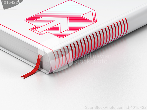 Image of Web development concept: closed book, Upload on white background