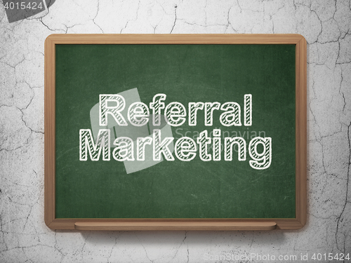 Image of Marketing concept: Referral Marketing on chalkboard background