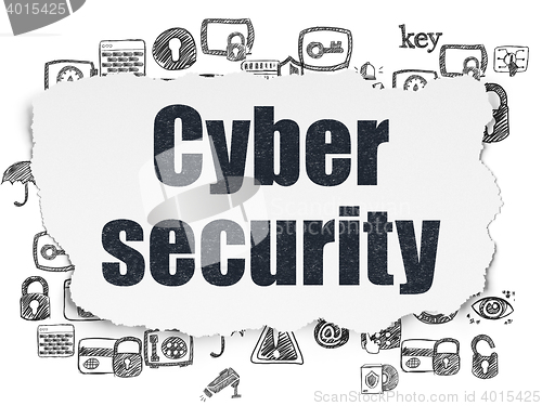 Image of Protection concept: Cyber Security on Torn Paper background