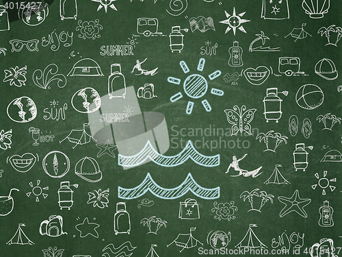 Image of Vacation concept: Beach on School board background