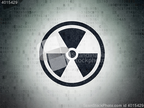 Image of Science concept: Radiation on Digital Data Paper background