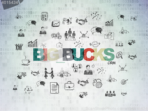 Image of Finance concept: Big bucks on Digital Data Paper background