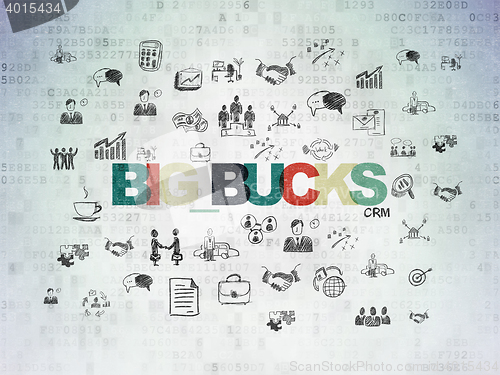 Image of Finance concept: Big bucks on Digital Data Paper background