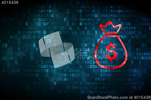 Image of Currency concept: Money Bag on digital background